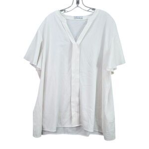 Carrdc Women's Plus Blouse Top V Neck Minimalist Hi Lo Hem Casual Stretch Sz‎ 4X